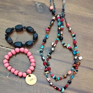 Colorful Beaded Necklace and Bracelet Set